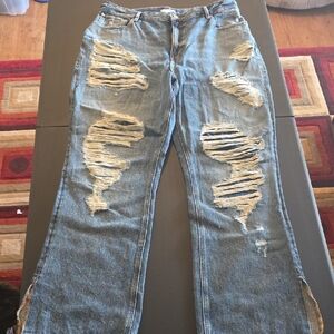 Good American High-Rise Distressed Blue Denim Jeans